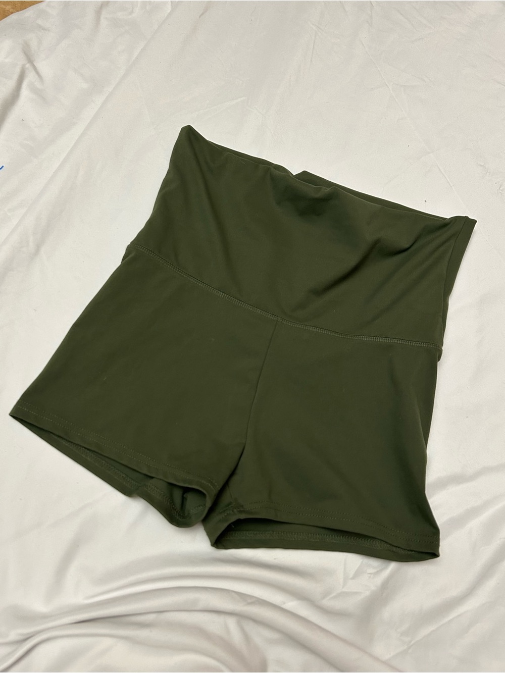 No Boundaries Olive Green High-Waist Stretch Shorts